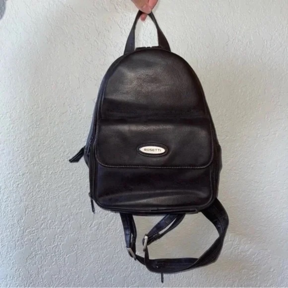 Vintage Rosetti Dark Brown Leather Convertible Mini Backpack/Crossbody - Picture 1 of 16